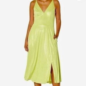 Dress the Population V-Neck Lime Midi Dress